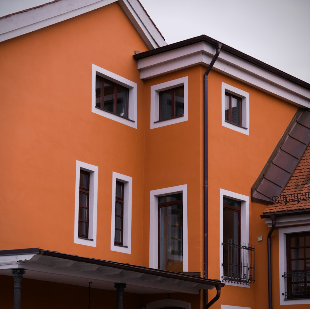Residential house facade with fresh paint